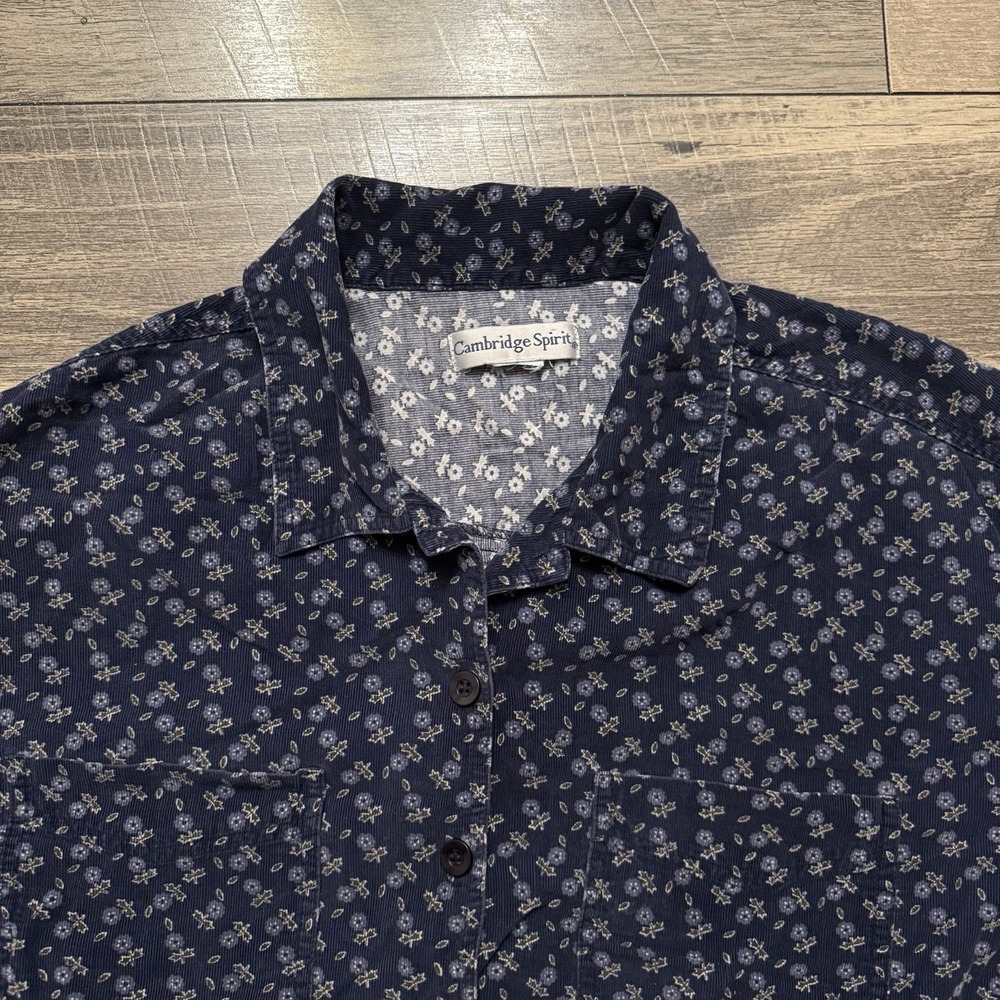 VTG 90s Cambridge Spirit Mens XL Cottage Floral Button Up Corduroy Flannel Shirt